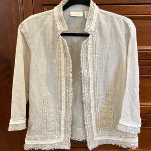 Chico’s linen blend edge to edge jackets. Dress up or down with jeans and a Tee.